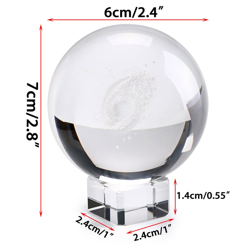 OwnMy Galaxy Crystal Ball Glass Sphere Display Globe Paperweight Healing Meditation Ball with Clear Stand for Creative Gift (60MM/2.4") 2.3" / 60MM - LeoForward Australia