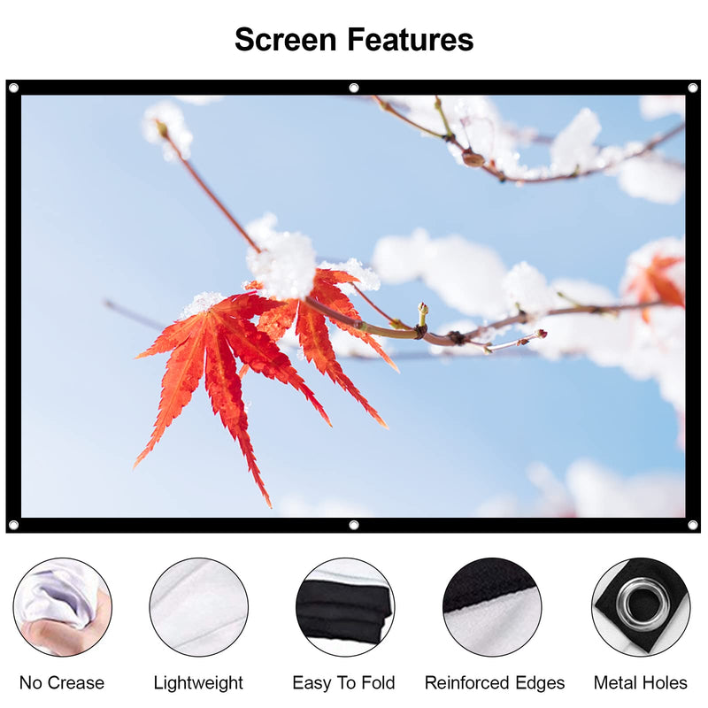  [AUSTRALIA] - Screen for Portable Movie Projector 100’’ Projection Screen - HDMI Mini Video Projector Screen 16:9 HD 1080P 4K Foldable Screen Small Home Theater Projector Screen for Party Backyard Cinema Travel