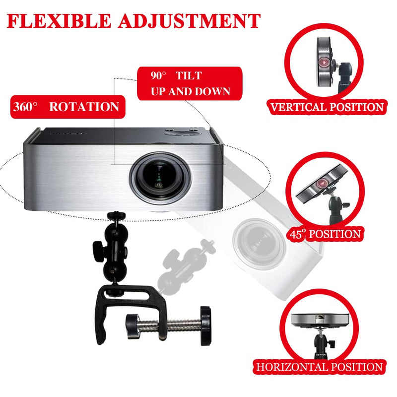  [AUSTRALIA] - Mini Projector Mount, Angle Adjustable Clamp Mount Stand Projector Magic Articulated Mount Projector Clamp Mount Mini Projector Mount Magic Arm Bed Side Projector Clamp for Mini Projector Camera