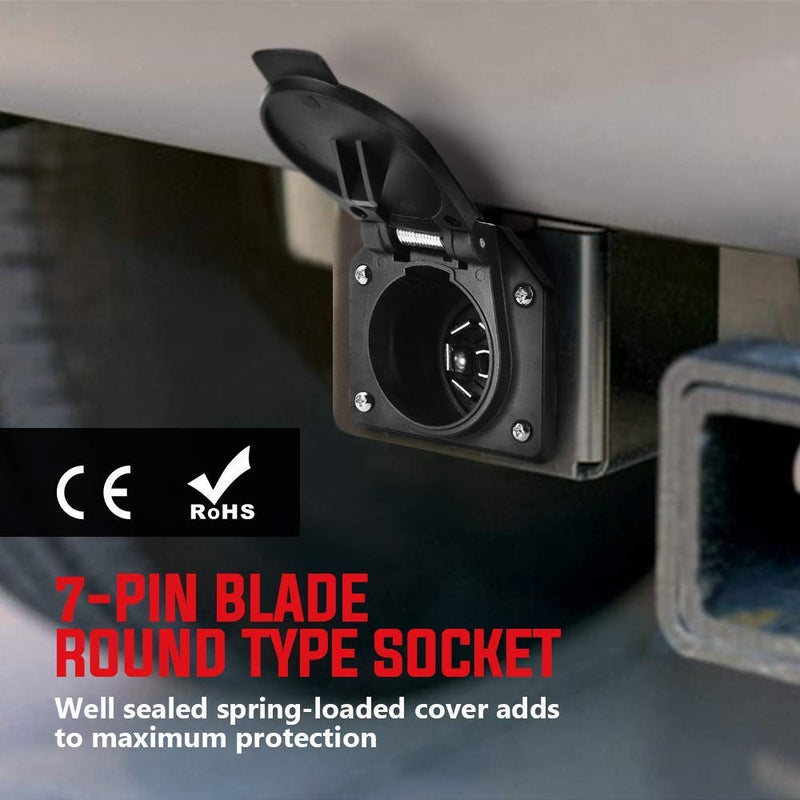 [AUSTRALIA] - MICTUNING 4-Way Flat to 7-Way Round RV Blade Trailer Adapter Plug with Mounting Bracket