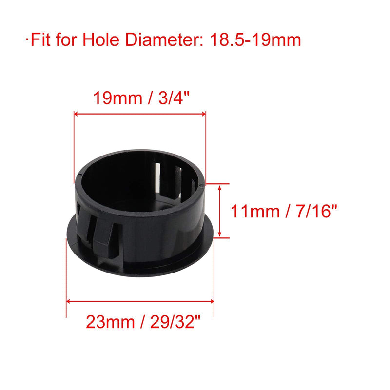  [AUSTRALIA] - VictorsHome Hole Plugs Plastic 19mm (3/4") Fit for 18.5-19mm Diameter Locking Hole Tube Flush Type Panel Plugs Fastener Cover for Kitchen Cabinet Furniture Black 25 Pcs 19mm(3/4")