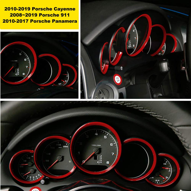 GTINTHEBOX 5 Pcs Red Interior Dashboard Edge Trim Cover Ring for Porsche Cayenne 2011-2016 - LeoForward Australia