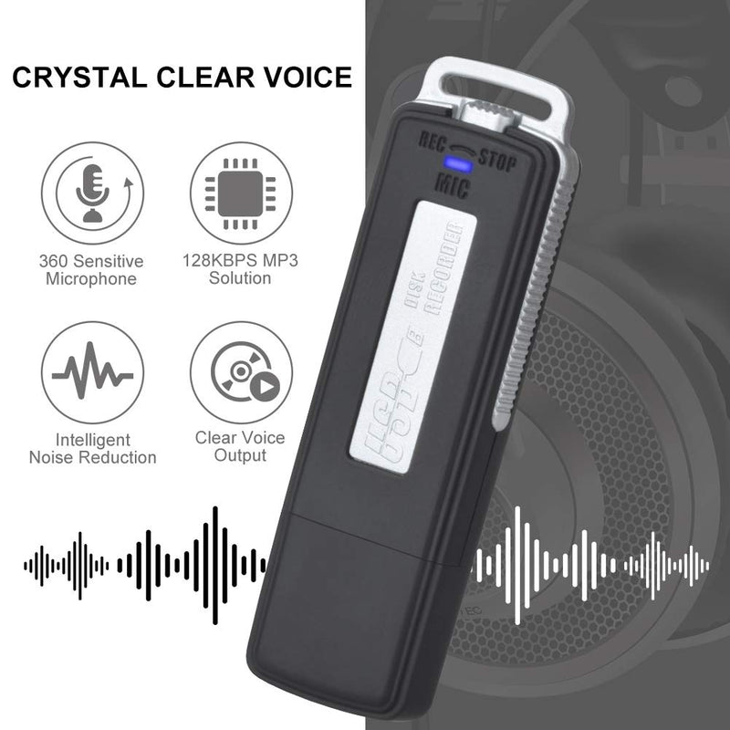 USB Voice Recorder 32GB Mini Digital Sound Audio Recorder Dictaphone with Dual USB for Lectures, Meetings, Class, and More. USB Rechargeable, 15 Hours Continuous Recorder (Black) - LeoForward Australia