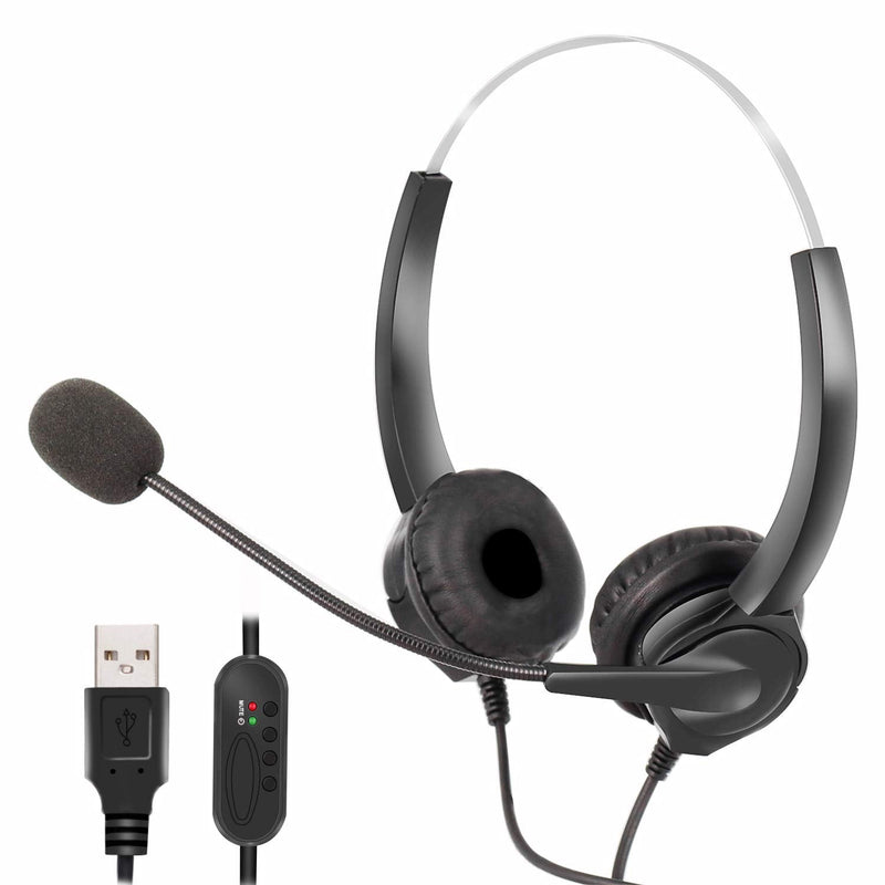  [AUSTRALIA] - ODSEN Computer USB Headset, Office Headset with Microphone Noise Cancelling, Call Center Headset with Volume Control for Office/Video Call/Laptop and Skype, Business Black