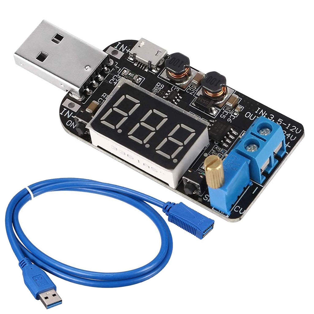  [AUSTRALIA] - Youmile DC-DC Digital USB Buck Boost Converter Module 5V to 3.3V 9V 12V 18V 24V Adjustable Voltage Regulator Power Supply Module with USB Extension Cable