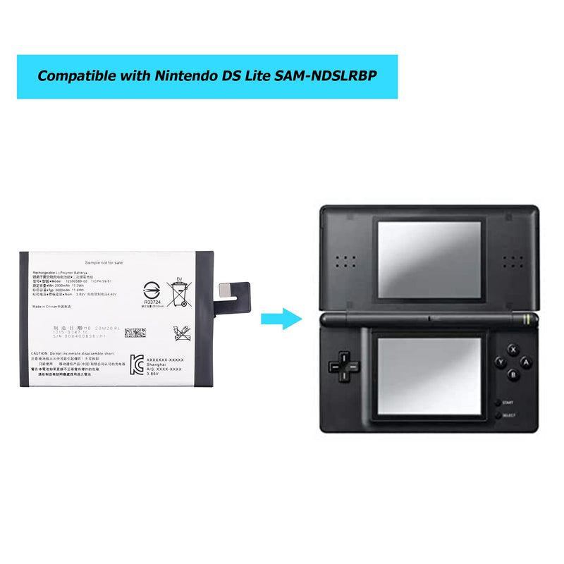  [AUSTRALIA] - Vvsialeek USG-003 Battery Compatible with Nintendo DS DS Lite SAM-NDSLRBP 1000mAh