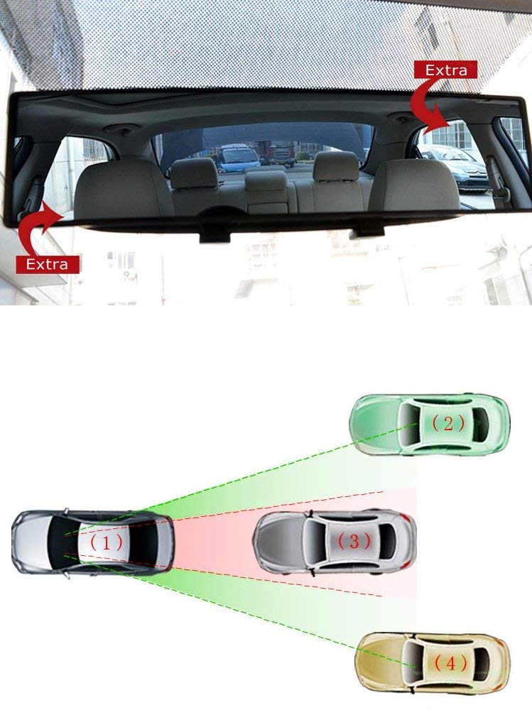 iJDMTOY Universal Fit JDM 300mm 12-Inch Wide Curve Clip On Rear View Mirror Compatible With Car SUV Van Truck, etc Clear Curve - LeoForward Australia