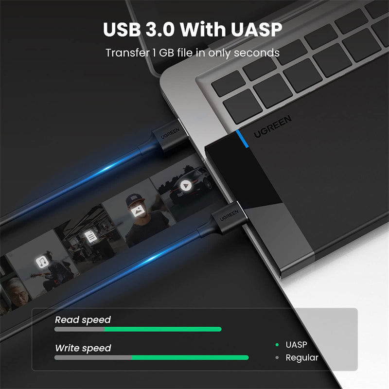  [AUSTRALIA] - UGREEN 2.5" Hard Drive Enclosure USB 3.0 to SATA III for 2.5 Inch SSD & HDD 9.5mm 7mm External Hard Drive Case Support Max 6TB with UASP Compatiable for WD Seagate Toshiba Samsung Hitachi
