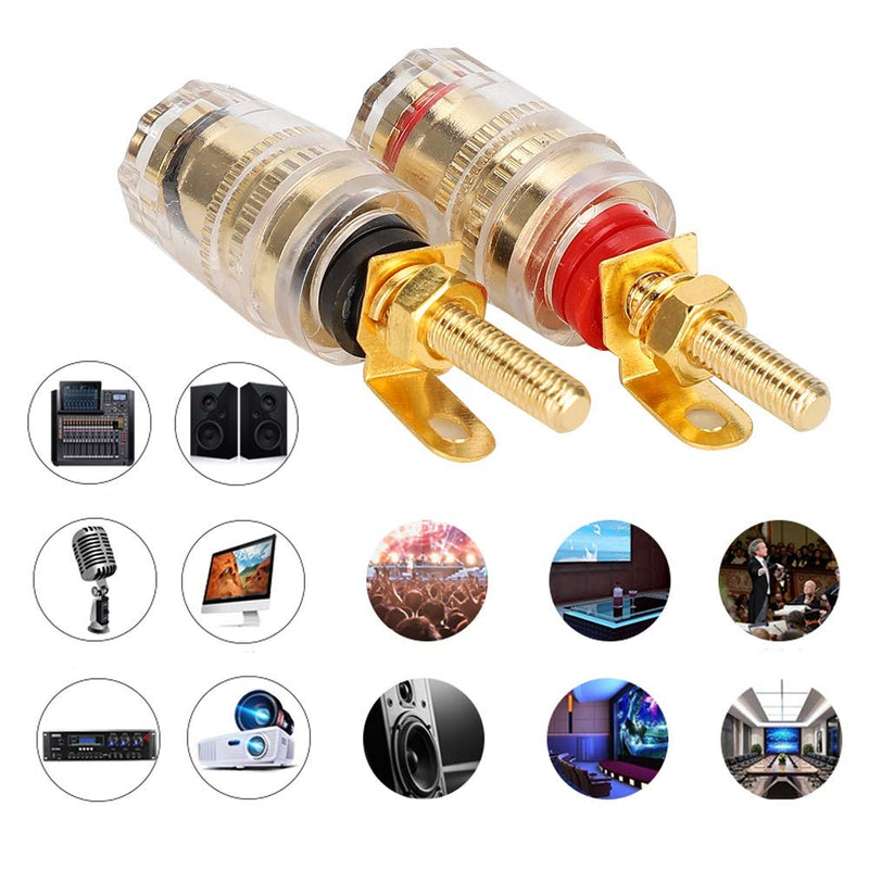  [AUSTRALIA] - Banana Socket Gold Plated Binding Post Nut Plug Connector Speaker Jack Adapter Audio Connector for Speaker Cables Connector Speaker Adapter Audio Connector