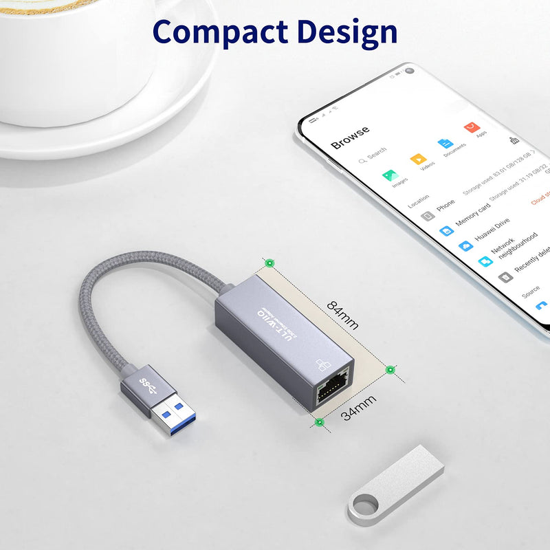  [AUSTRALIA] - USB 2.5Gb Ethernet Adapter, ULT-WIIQ USB 3.0 to 2.5 Gigabit RJ45 LAN Network Adapter Cable, 10/100/1000/2500M Full Speed NIC for Mac OS, iOS, Windows, Linux, Dell XPS, Thinkpad X, Synology NAS, PC