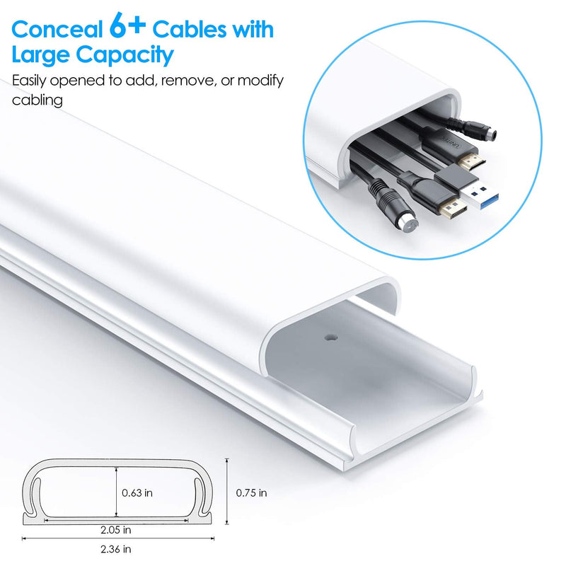  [AUSTRALIA] - TV Cable Hider - 47 inch Cord Cover for Wall Mounted TV - Pre-drilled TV Cable Concealer - Paintable Wire Cover Raceway Kit - 3X L15.7in, W2.36 H0.75, CMC-08, White