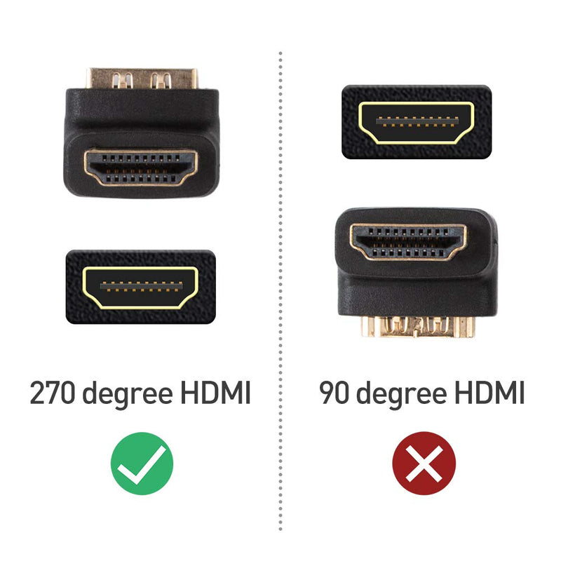  [AUSTRALIA] - Cable Matters 2-Pack Right Angle HDMI Adapter (270 Degree HDMI Right Angle) with 4K and HDR Support