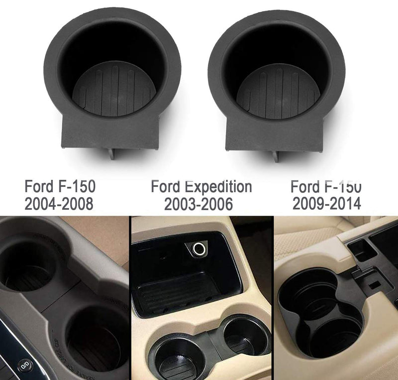  [AUSTRALIA] - F-150 Cup Holder Insert Fit for 2004-2008 Ford F-150 with Flow Through Console ,2009-2014 F150 Without Flow Through Console, Replacement Front Center Console Cup Holder