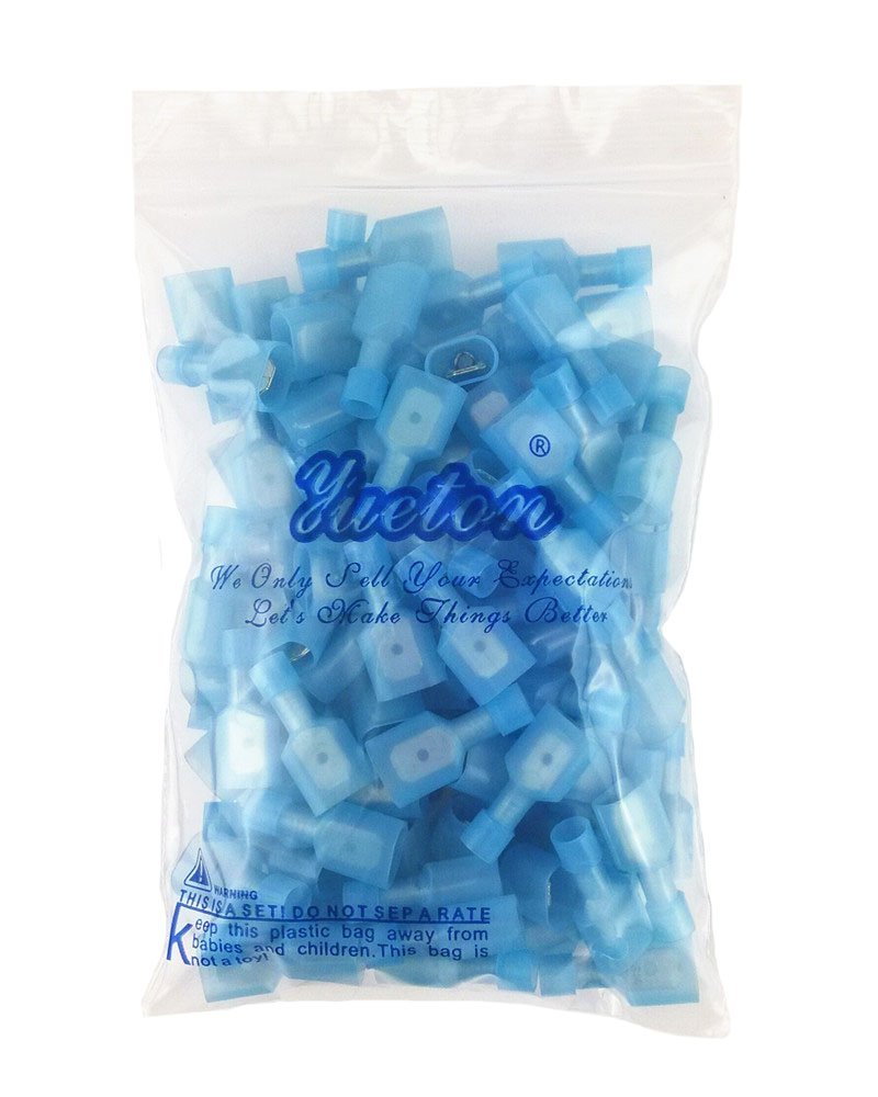  [AUSTRALIA] - Yueton 100pcs Male Fully Insulated Wire Crimp Terminal Nylon Quick Connectors Wiring Spade
