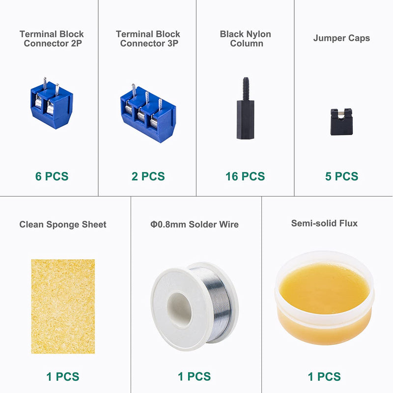  [AUSTRALIA] - 75 pieces hole grid plate kit, 23 double-sided PCB board circuit board hole grid board hole board, 20 pieces male female and right angle pin header, 8 pieces 2P & 3P screw terminal block with tools full version