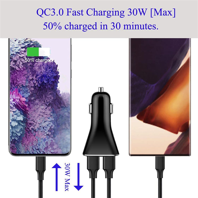  [AUSTRALIA] - USB Car Charger Adapter, QC 3.0 Fast car Charger, 4-Port Multi 9.6 Amp 48W Rapid Car Charger Compatible with iPhone 13/12/11 Pro Max, Samsung Galaxy S20 Ultra/Note20, LG, Pixel and More. 1black
