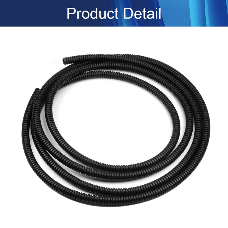  [AUSTRALIA] - Aicosineg 8.2ft 1/4 Inch Non-Split Wire Loom Tubing Corrugated Tube Polyethylene Hose Cover for Home Outdoor Automotive Marine Wire Harness Wrap Cover Sleeve Conduit-Black (1 PCS)