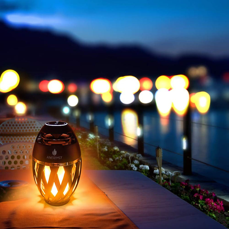 ANERIMST Led Flame Effect Speaker, Table Lamp/Light, Outdoor Portable Speakers with Flickering Flame Stereo Sound & Rich Bass, for Home Decor, Patio, Yard and Garden Yellow light - LeoForward Australia