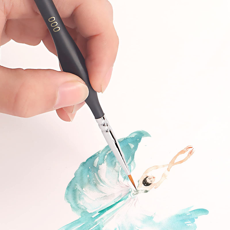  [AUSTRALIA] - Biokia Detail Paint Brush Set, Miniature Paint Brushes,11pcs Small Paint Brushes for Acrylic Painting Watercolor, Oil, Face, Nail, Scale Model Painting, Line Drawing (Black) Black