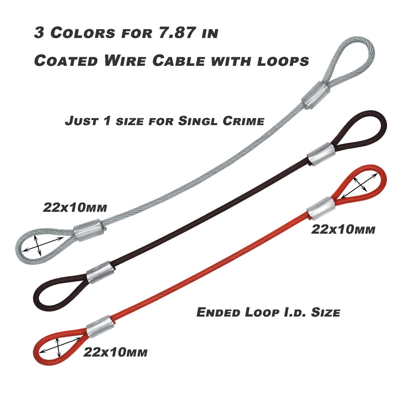  [AUSTRALIA] - Bytiyar 15 pcs 8 inch(20cm) 3mm Thickness Stainless Steel Wire Cable with Loops Vinyl Cover Coated Short Rope Lanyard Lock Safety Tether Chains,Red 8in/20cm Red_15Pcs