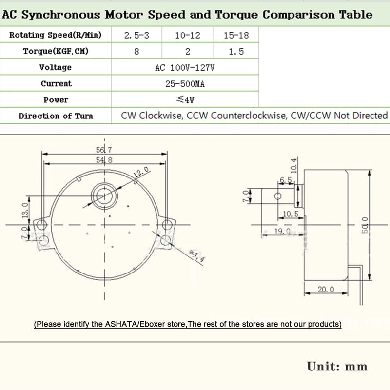  [AUSTRALIA] - 1 Piece 4 Sizes AC 100V-127V 4W 50/60Hz Synchronous Motor (15-18RPM) 15-18RPM