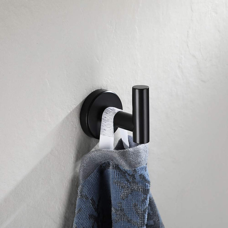  [AUSTRALIA] - JQK Black Bathroom Towel Hook, Coat Robe Clothes Hook for Bathroom Kitchen Garage Wall Mounted, 304 Stainless Steel Matte Black, TH100-PB 1