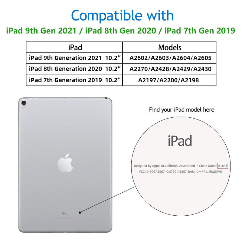  [AUSTRALIA] - Akkerds Case Compatible with iPad 10.2 Inch 2021/2020 iPad 9th/8th Generation & 2019 iPad 7th Generation with Pencil Holder, Protective Case with Soft TPU Back, Auto Sleep/Wake Cover, Sky Blue
