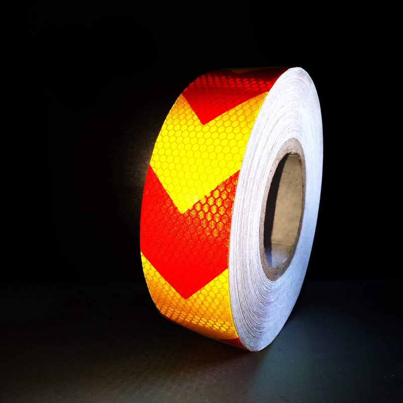  [AUSTRALIA] - Reflective Tape Waterproof High Visibility Red & Yellow, Industrial Marking Tape Heavy Duty Hazard Caution Warning Safety Adhesive Tape Outdoor 2 Inch by 30 Feet 2" X 30FT