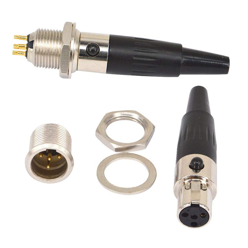  [AUSTRALIA] - 4 Pin Mini XLR TA4F Male Female Panel Mount Socket Connector Mic Audio Socket Mini-XLR Connector Mini XLR Jack,4 Pin for Pro Microphones Aviation Set of 2