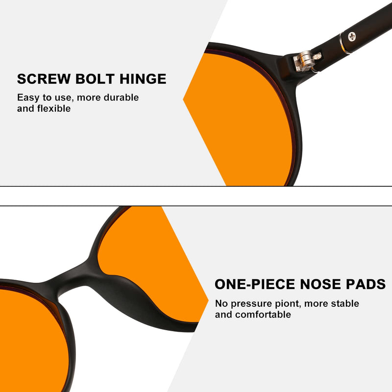  [AUSTRALIA] - LIKSMU Blue Light Blocking Glasses Computer Gaming TV Phone Sleeping Glasses Women Men Professional Filter Anti Eyestrain B1 Orange Lens 99.9% Blue Light Blocking / Matte Black Frame 52 Millimeters