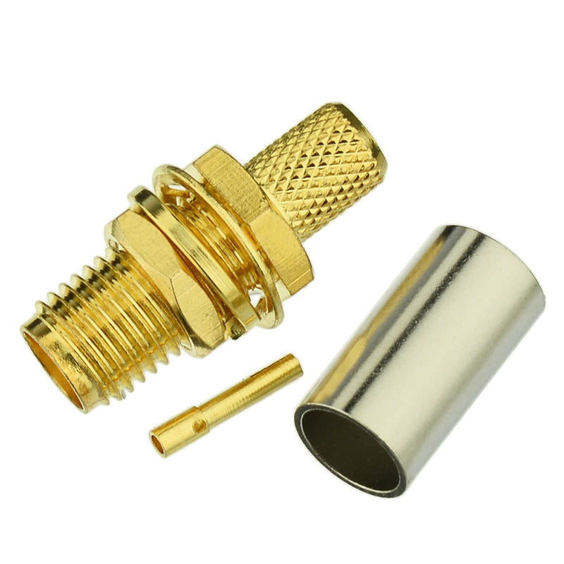  [AUSTRALIA] - Eightwood 10pcs SMA Female Bulkhead Crimp Connector for RG58 RG142 LMR195 Cable RG58 SMA Female