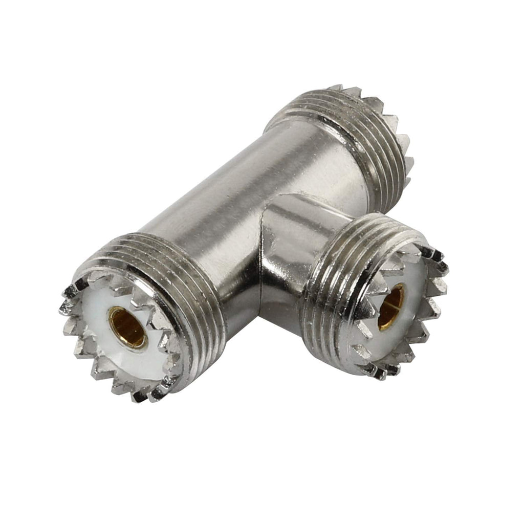  [AUSTRALIA] - Maxmoral 3 Way RF Coaxial Adapter UHF Female to 2 UHF Female Jack T Type Coax Cable Connector