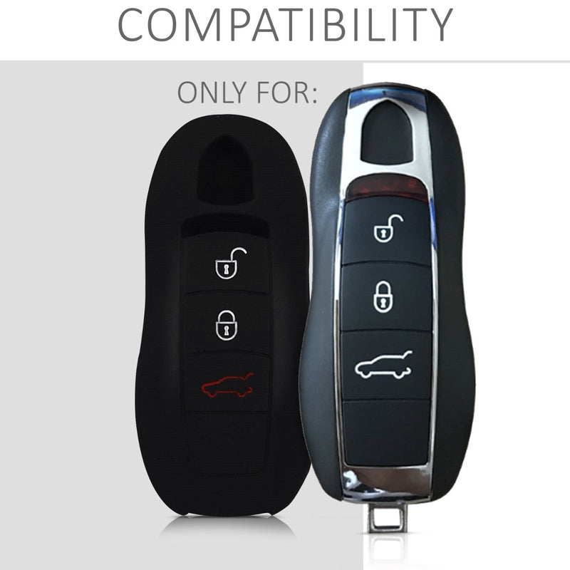  [AUSTRALIA] - kwmobile Car Key Cover for Porsche - Silicone Protective Key Fob Cover for Porsche 3 Button Car Key (only Keyless) - Black