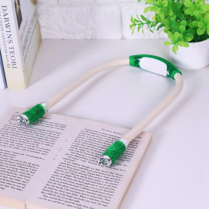  [AUSTRALIA] - Neck Book Light, Flexible Hanging LED Light Hands Free Adjustable Bendable Night Reading Knitting Lamp(Green)