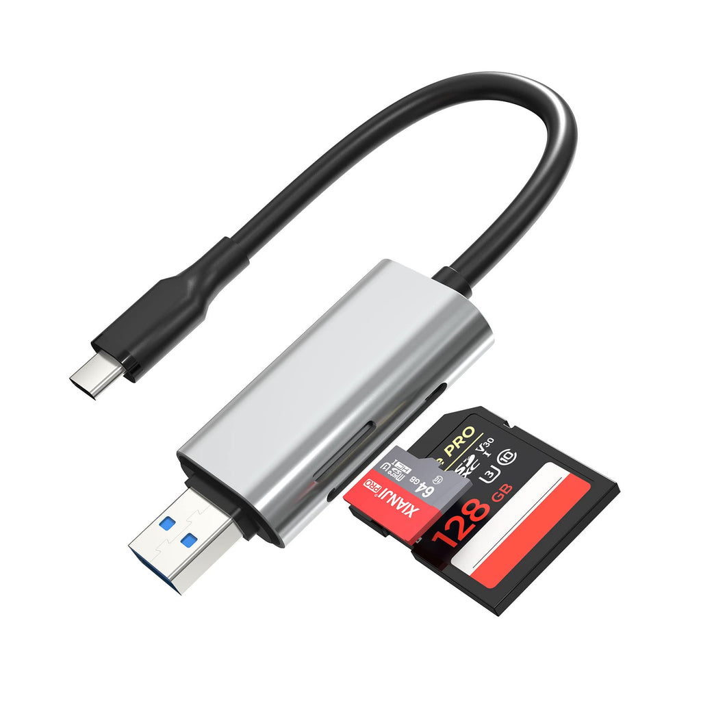  [AUSTRALIA] - SD Card Reader USB C USB 3.0, Micro SD Card/SD Card Reader USB C and USB 3.0 Dual Port Memory Card Reader Reading at Same Time, Type C USB 3.0 TF/SD Card Adapter for SD Micro SD Card and More