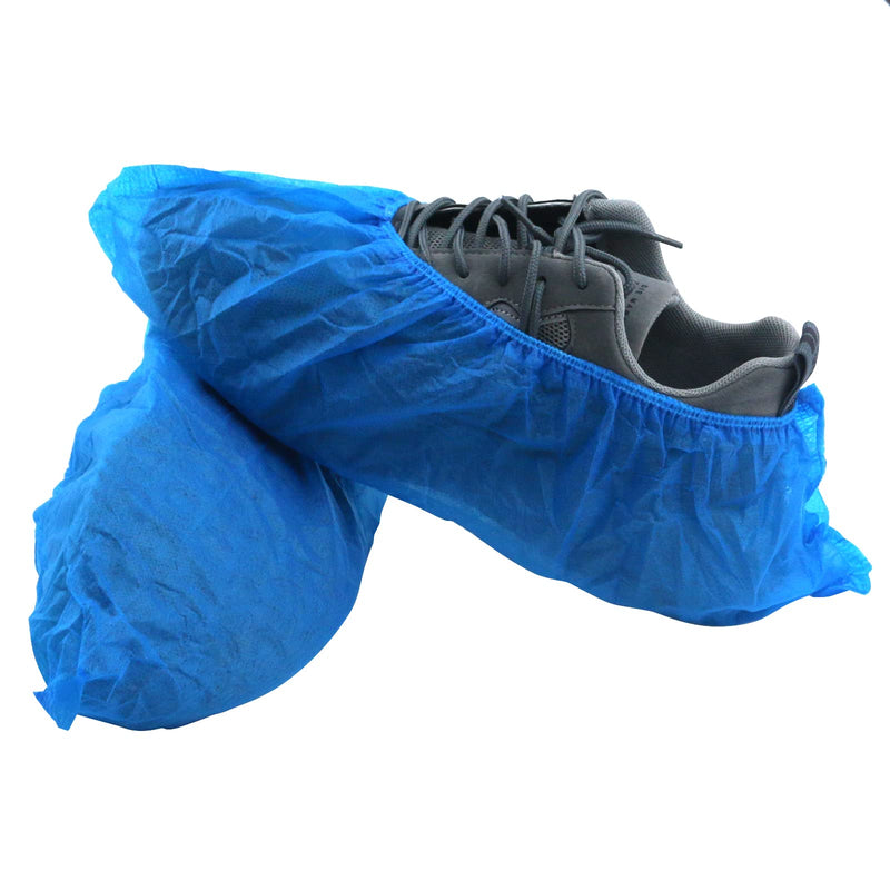  [AUSTRALIA] - Disposable Shoe Covers, Antrader 100 Pieces (50 Pairs) Shoe Covers, One Size Fits All Overshoes Indoor Boot Covers For Ladies and Mens, Blue