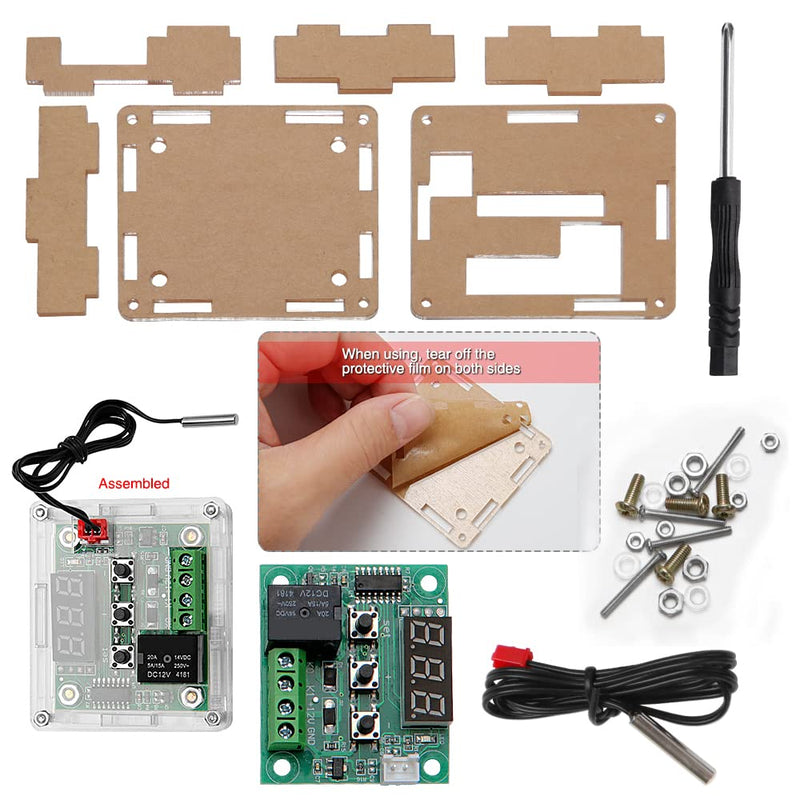  [AUSTRALIA] - VooGenzek Pack of 2 W1209 Temperature Controller Module with Housing, 12V DC Micro Digital Thermostat -50-110°C Electronic Temperature Temp Control Module Switch, with NTC Sensor Probe (Red & Blue) Temperature Controller with Housing