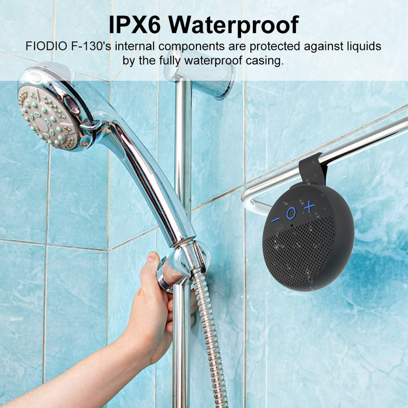  [AUSTRALIA] - Fiodio IPX6 Waterproof Portable Speakers with HD Sound Subwoofer, Built in Mic, Outdoor Compact Wireless Shower Travel Speaker for Sports, Pool, Beach, Hiking and Camping, Black