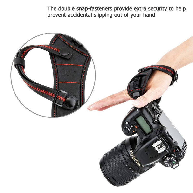  [AUSTRALIA] - JJC Deluxe DSLR Camera Hand Strap with Quick Release Plate for Nikon D850 D750 D780 D500 D7500 D7200 D3500 D3400 D5600 D5500 D5300 D5200 D3300 D3200 D7100 D810 D800 D600 D610 D5 D4s D4 D3s & More DSLR Red Thread