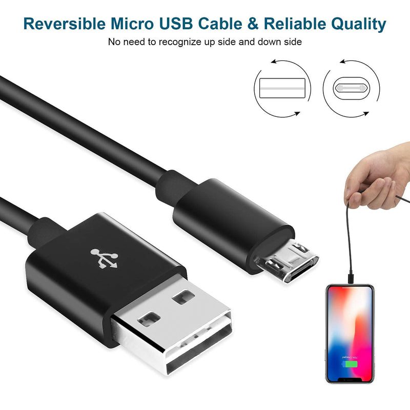 3 FT Micro USB Cable Android Charger, FLEAVER 2 Pack Reversible Fast Charging Cord Compatible with Samsung Galaxy S7 S6 J7 Edge Android Phones (Black) Black - LeoForward Australia
