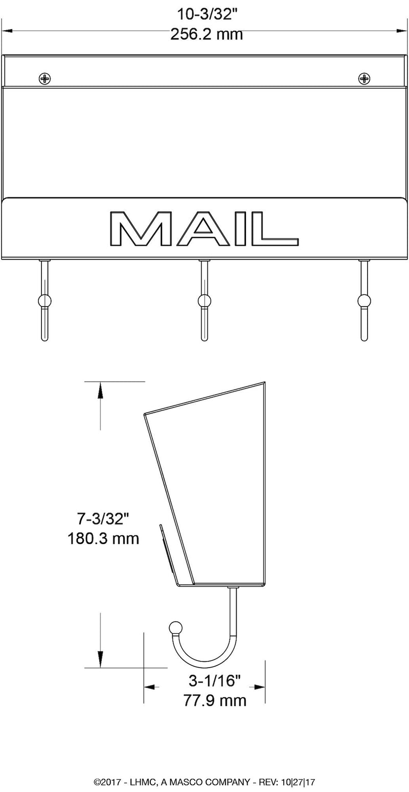 LIBERTY MAILHLD-WSN-R Classic Mail Holder with 3 Hooks, 10" - LeoForward Australia
