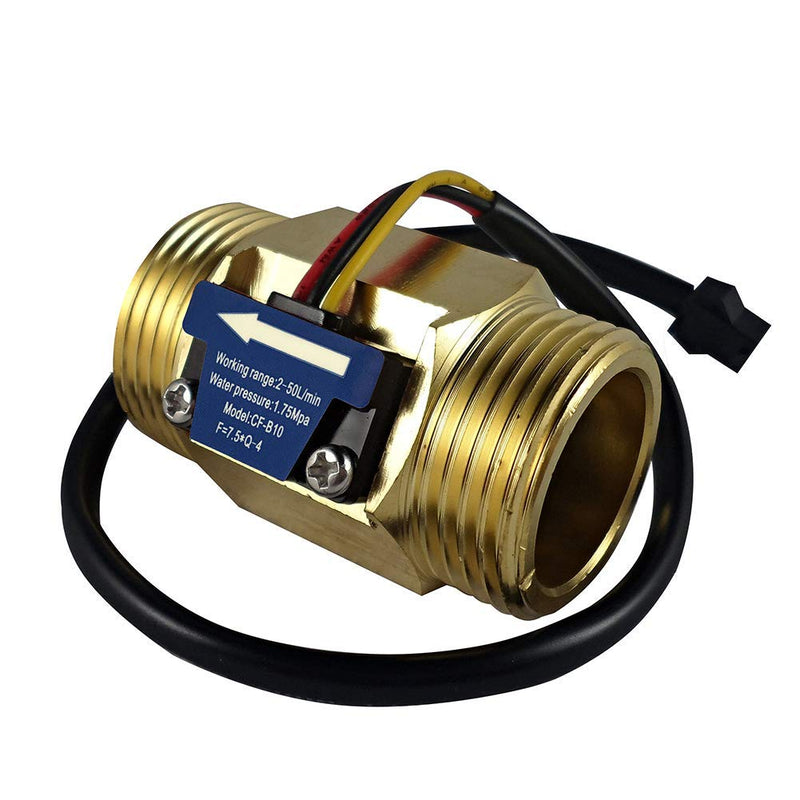  [AUSTRALIA] - SENSTREE G1" Male Thread Brass Water Flow Sensor Hall Effect Sensor Flow Meter Flow Meter Counter 2-50L/min