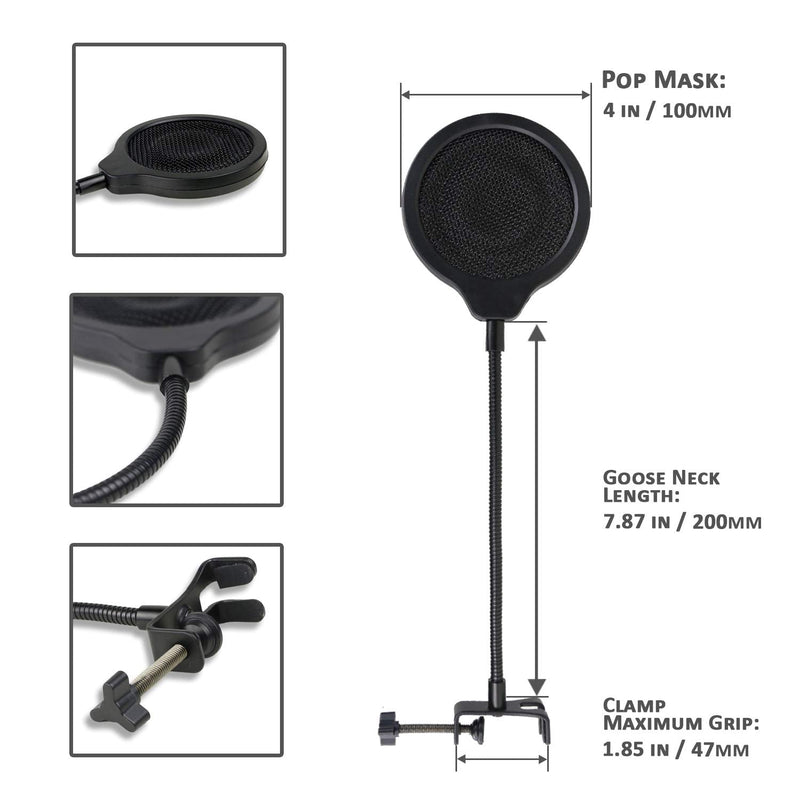  [AUSTRALIA] - Snowball Mic Pop Filter - 4 Inch 3 Layers Windscreen with Flexible 360° Gooseneck Clip Compatible with Blue Snowball Microphone to Improve Sound Quality by YOUSHARES