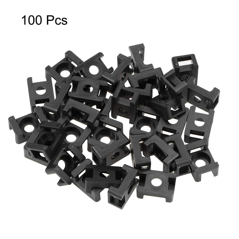  [AUSTRALIA] - uxcell Cable Tie Base Saddle Type Mount Wire Holder Permanently Anchor To Wall Desk 23x16x10mm Black 100pcs