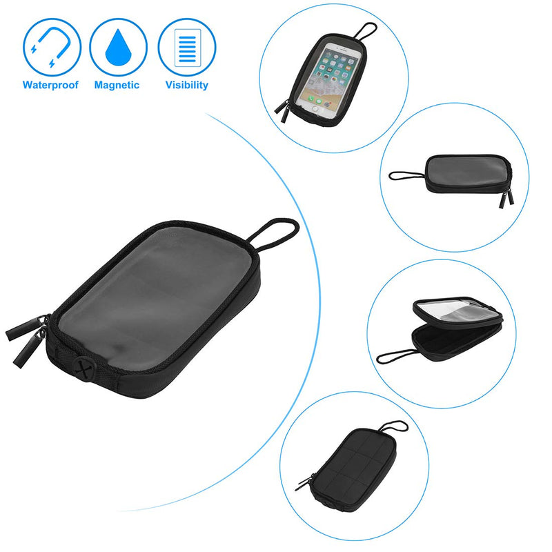 [AUSTRALIA] - X AUTOHAUX Universal 7'' Magnetic Tank Bag with Headphone Hole PU Leather Waterproof Motorbike GPS Saddlebag for iPhone