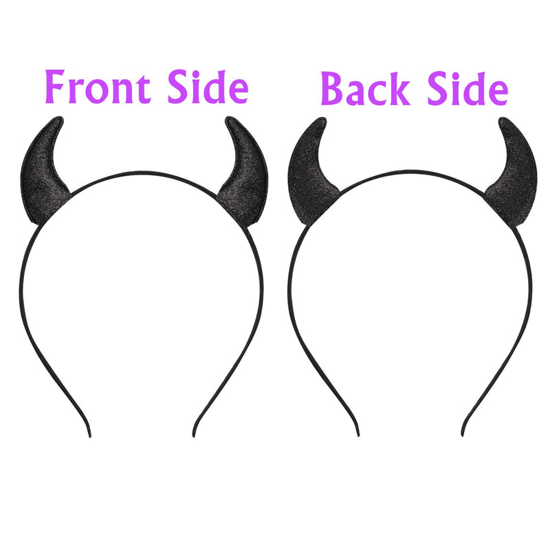 Glitter Devil Horns Headband Halloween Fancy Dress Cosplay Hairband Black - LeoForward Australia
