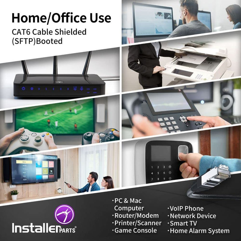  [AUSTRALIA] - InstallerParts Ethernet Cable CAT6 Cable Shielded (SSTP/SFTP) Booted 15 FT - Black - Professional Series - 10Gigabit/Sec Network/High Speed Internet Cable, 550MHZ 15 Feet