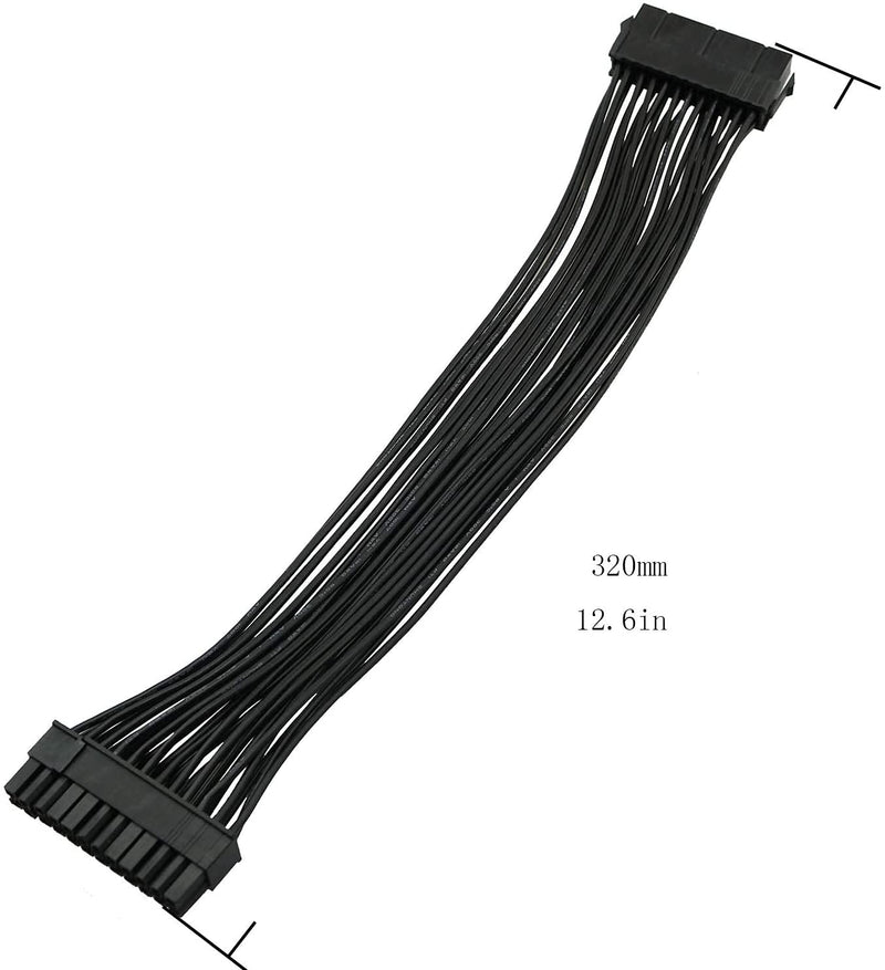  [AUSTRALIA] - Longdex ATX Extension Cable 2PCS 12.6 inches / 32 cm ATX Motherboard 24 Pin Male to 24 Pin Female Power Supply Extension Cable for Internal PC PSU Power