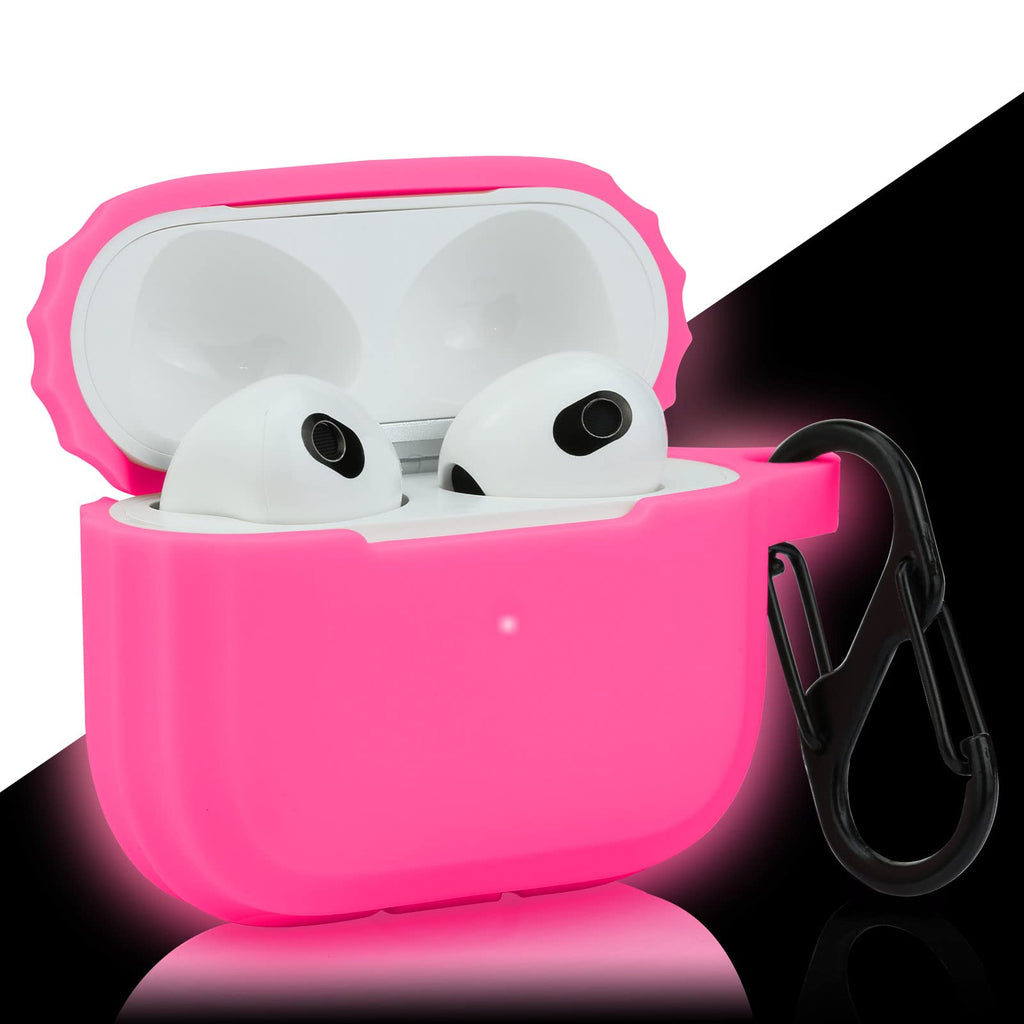  [AUSTRALIA] - Case Airpods 3 Replacement for Apple AirPods 3rd Generation 2021, Pink Airpod 3 Gen Silicone Protective Skin Sleeve Accessory Glow in Dark for Girl, Women - LEFXMOPHY Glow Pink