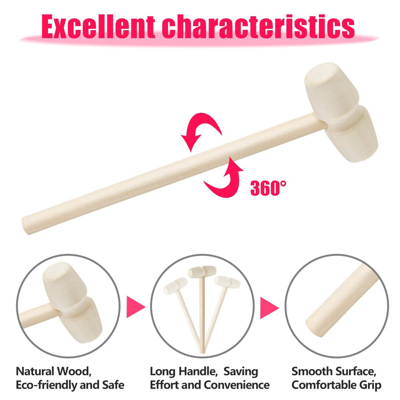  [AUSTRALIA] - 28PCS Wooden Hammer for Chocolate, Wood Hammers Crab Lobster Mallets, Solid Natural Hardwood Hammer for Breakable Chocolate Heart, Cracking Seafood Tool, Craft Toys for Kids